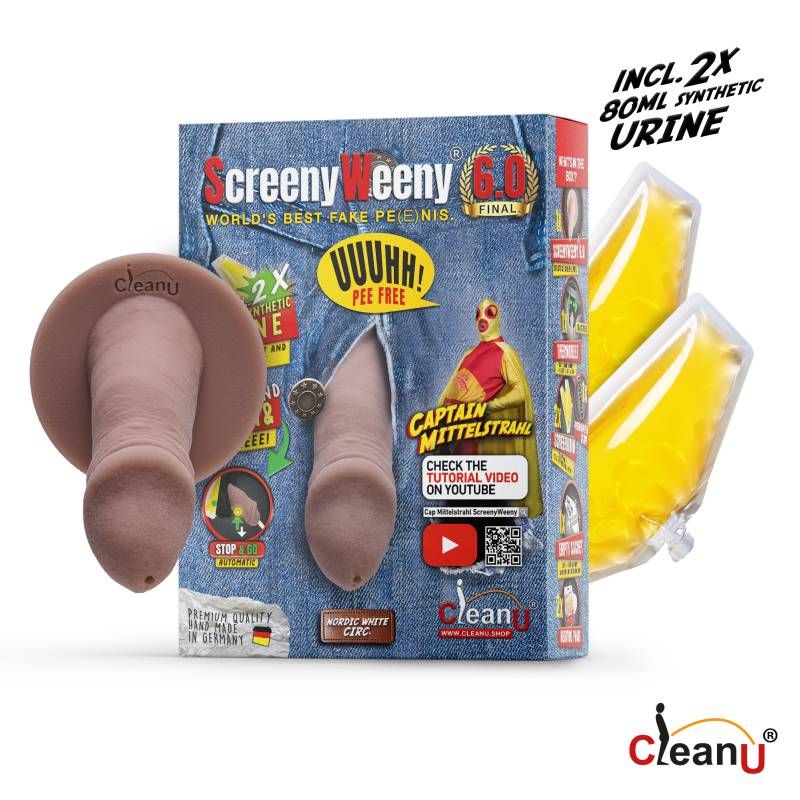 Screeny Weeny 6.0 Cut Nordic White Fake Penis with Accessories Drug Screening Main image