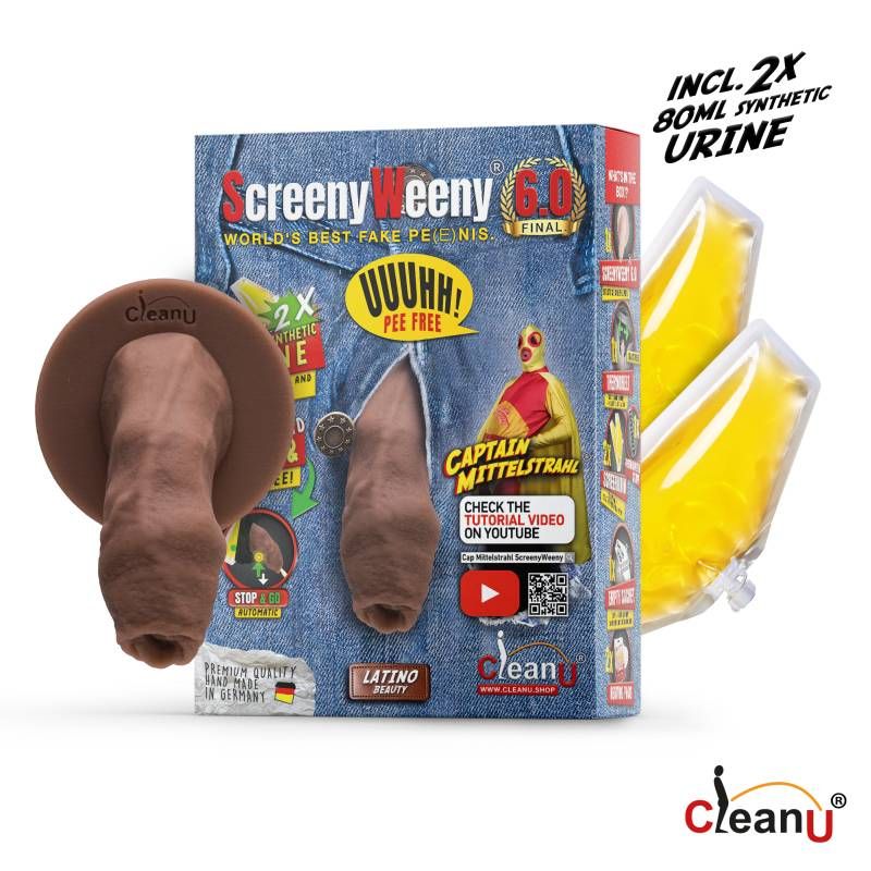 Screeny Weeny 6.0 Uncut Latino Brown Authentic Fake Penis Drug Screening Main image