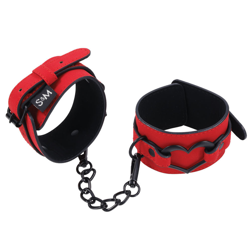 Sex & Mischief Amor Handcuffs in Red Vegan Leather Secondary image