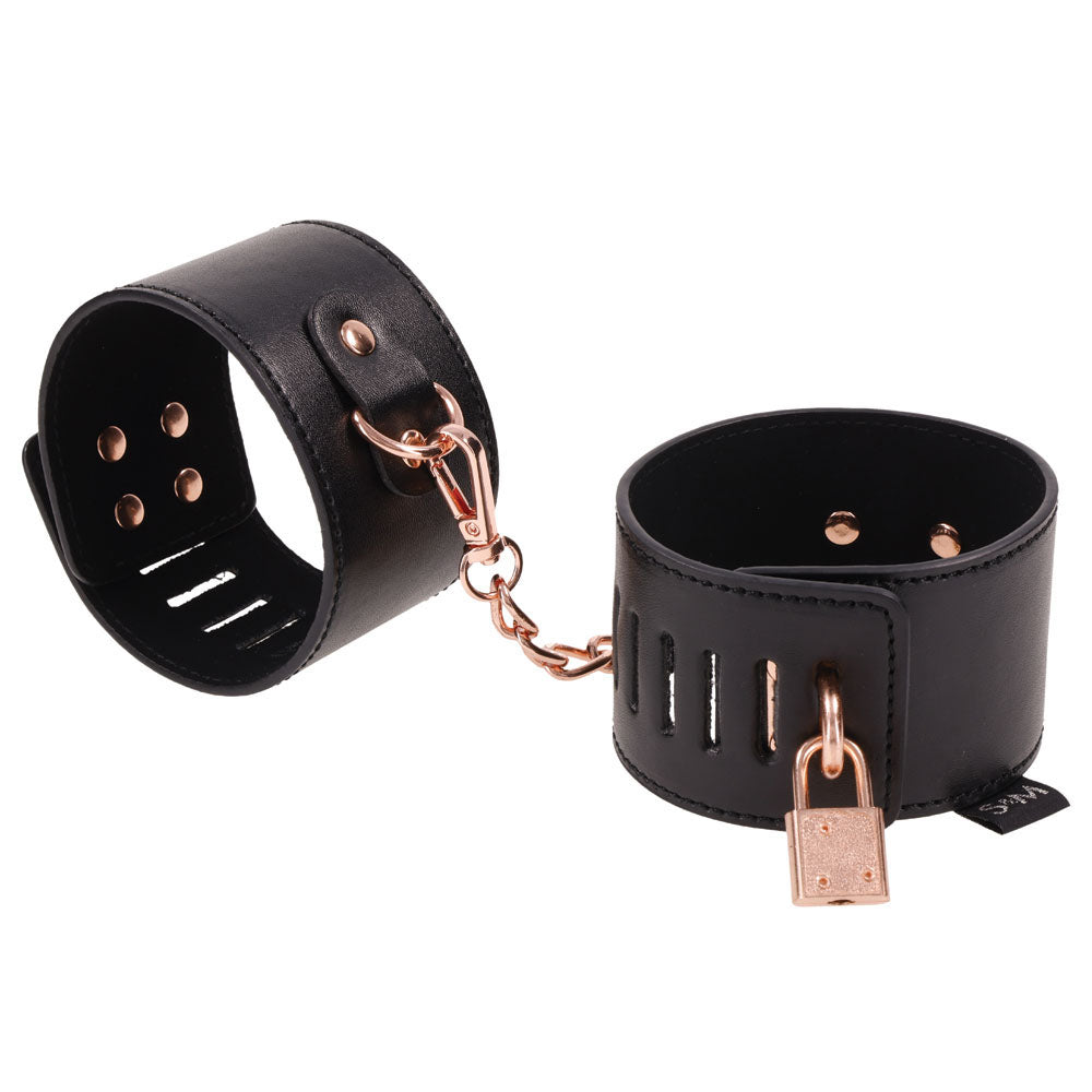 Sex & Mischief Brat Locking Cuffs (Rose Gold) – Elegant Hand Cuffs Secondary image