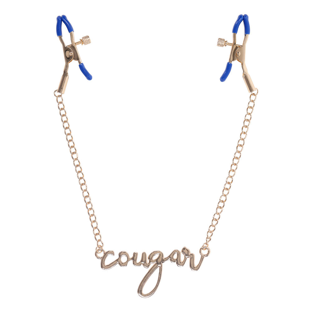 Sex & Mischief Cougar Nipple Clamps with 33 cm Gold Chain Gold Nipple Clamps