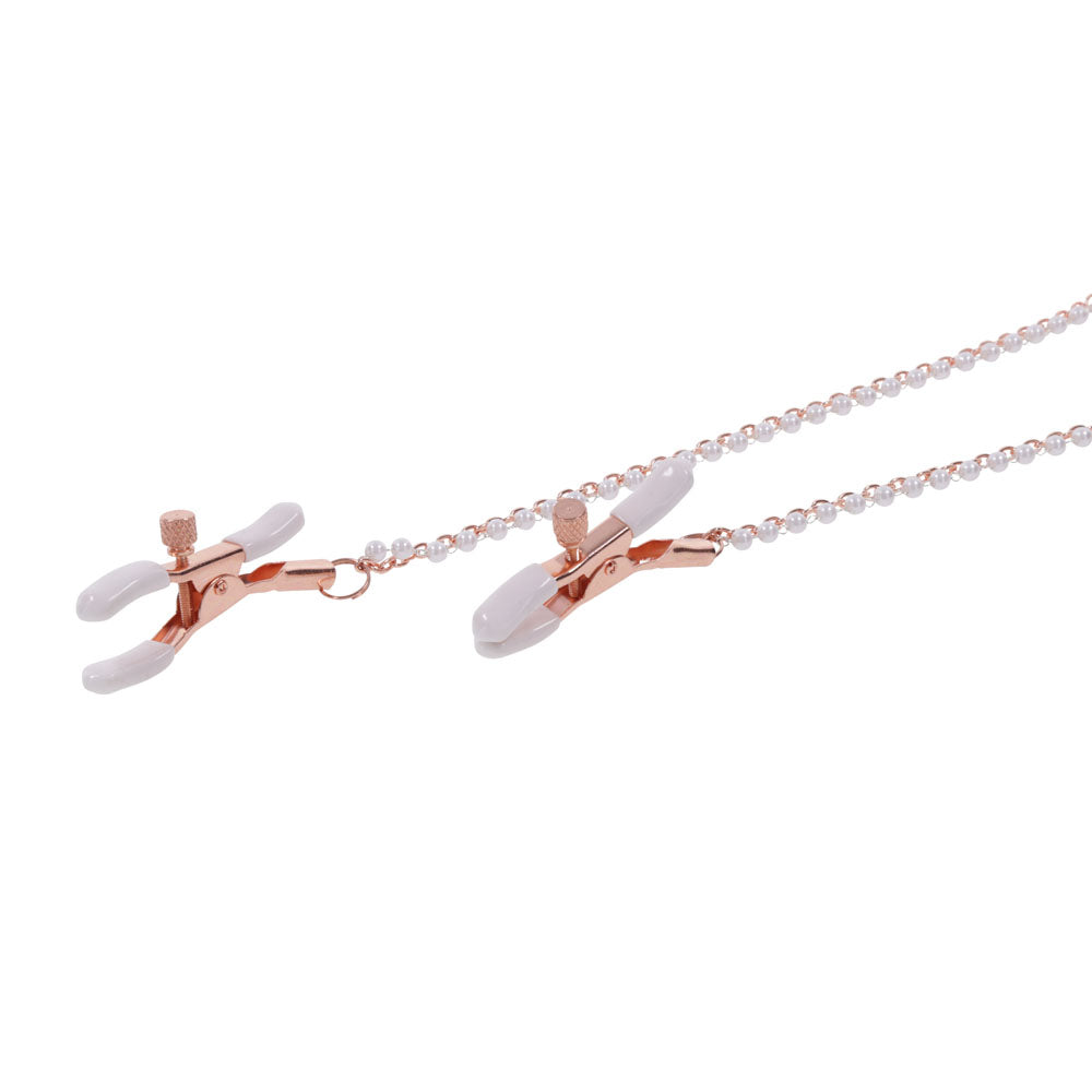 Sex & Mischief Peaches n CreaMe Collar with Nipple Clamps 35-44.5 cm > Sex Toys > Nipple Clips