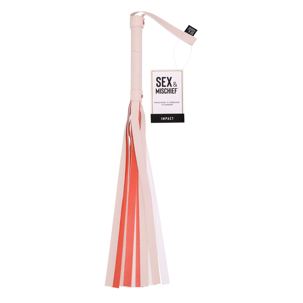 Sex & Mischief Peaches n CreaMe Stripe Flogger 80 cm - Peach Whip > Bondage Gear > Whips & Floggers