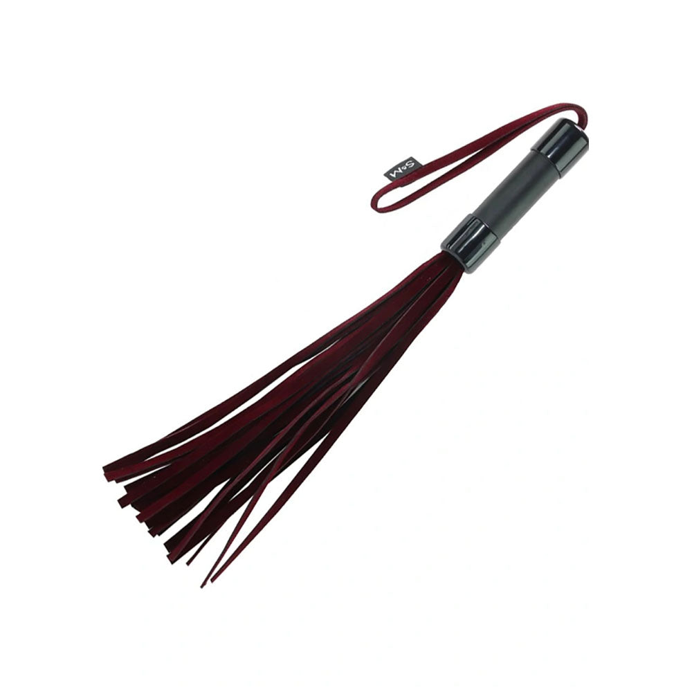 Sex and Mischief Enchanted Red Leather Flogger - 33 cm Black Handle and Wrist Loop Secondary image