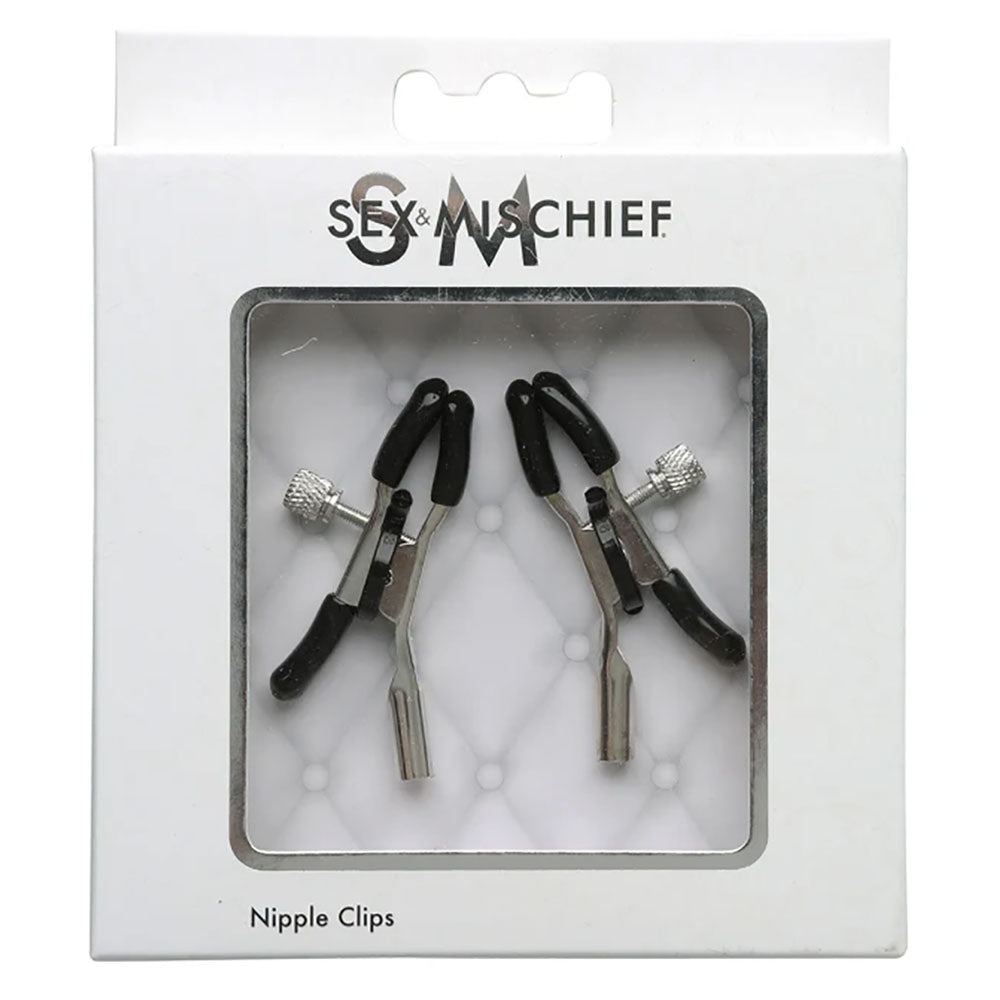 Sex and Mischief Nipple Clips with Adjustable Features and Rubber-Tipped Comfort Nipple Stimulators
