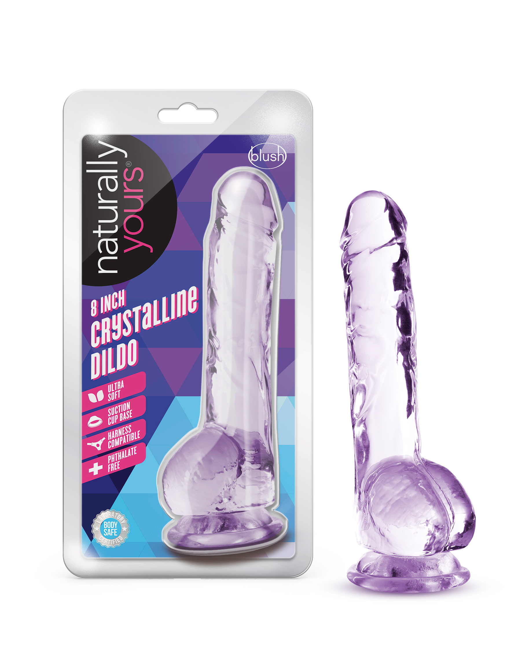 Naturally Yours 8 Inch Crystaline Dildo Amethyst > Dildos > Realistic Dildos