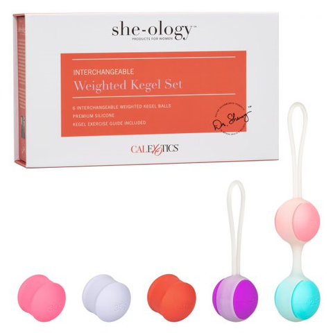 She-Ology Interchangeable Weighted Kegel Set with 6 Premium Silicone Balls in Multiple Weights and Colors > Sex Toys For Ladies > Kegel Exercise