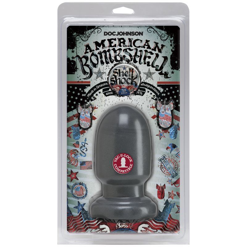 Shell Shock Small Anal Plug Gun Metal Finish 6 Inch Height 9.11 Inch Girth Butt Plugs