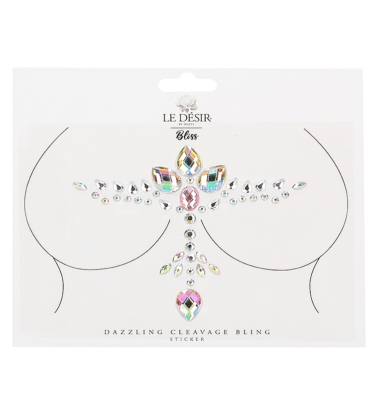 Shots Dazzling Cleavage Bling Sticker with Multicolor Rhinestones for Chest Decoration Body Jewelry (Non Piercing)