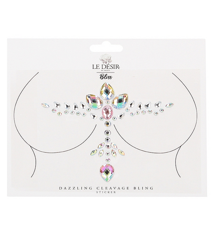 Shots Dazzling Cleavage Bling Sticker with Multicolor Rhinestones for Chest Decoration Body Jewelry (Non Piercing)