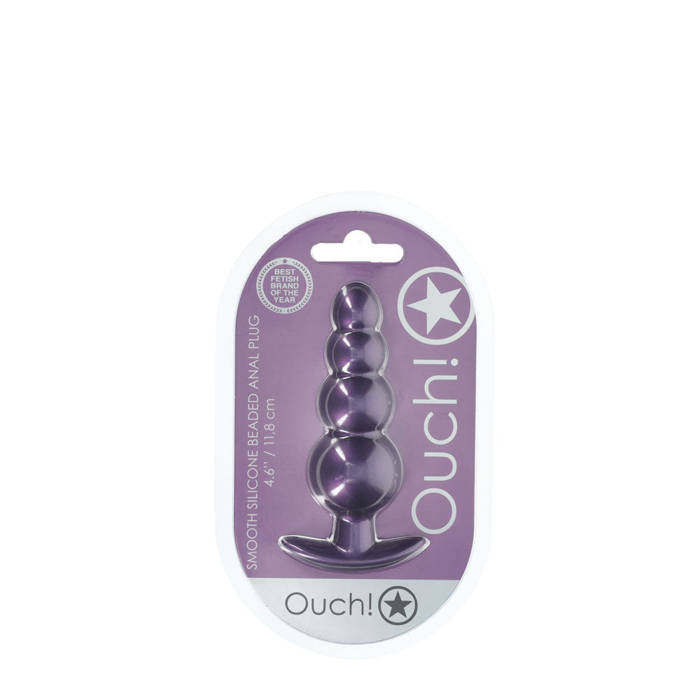 Shots Ouch Beaded Anal Plug (Metallic) – Silicone Butt Plug Butt Plugs