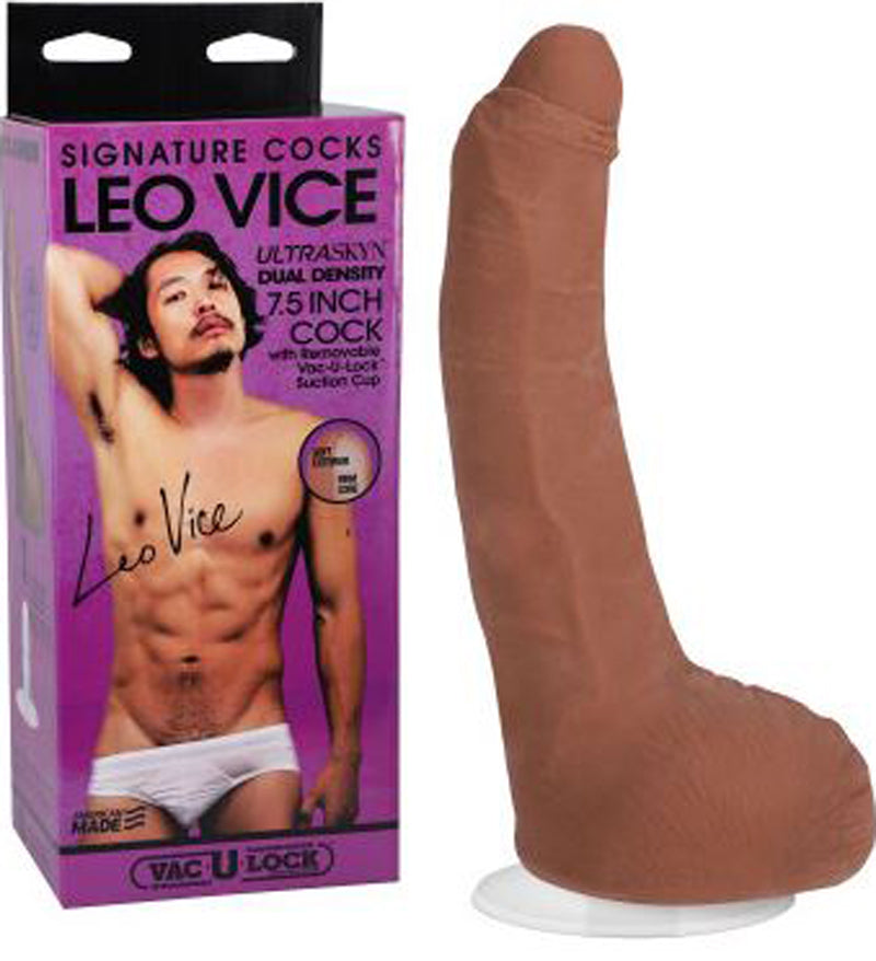Signature Cocks Leo Vice 7.5 Inch Ultraskyn Dual Density Cock with Removable Vac-U-Lock Suction Cup Dongs Celebrity