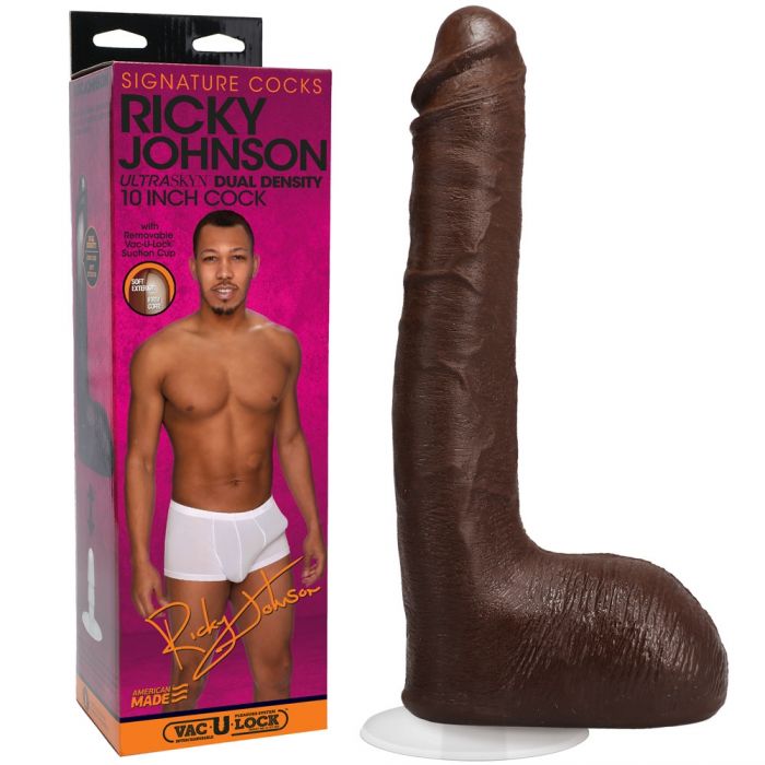 Signature Cocks Ricky Johnson 10 Inch Ultraskyn Dual Density Replica Cock with Removable Option Dongs Celebrity