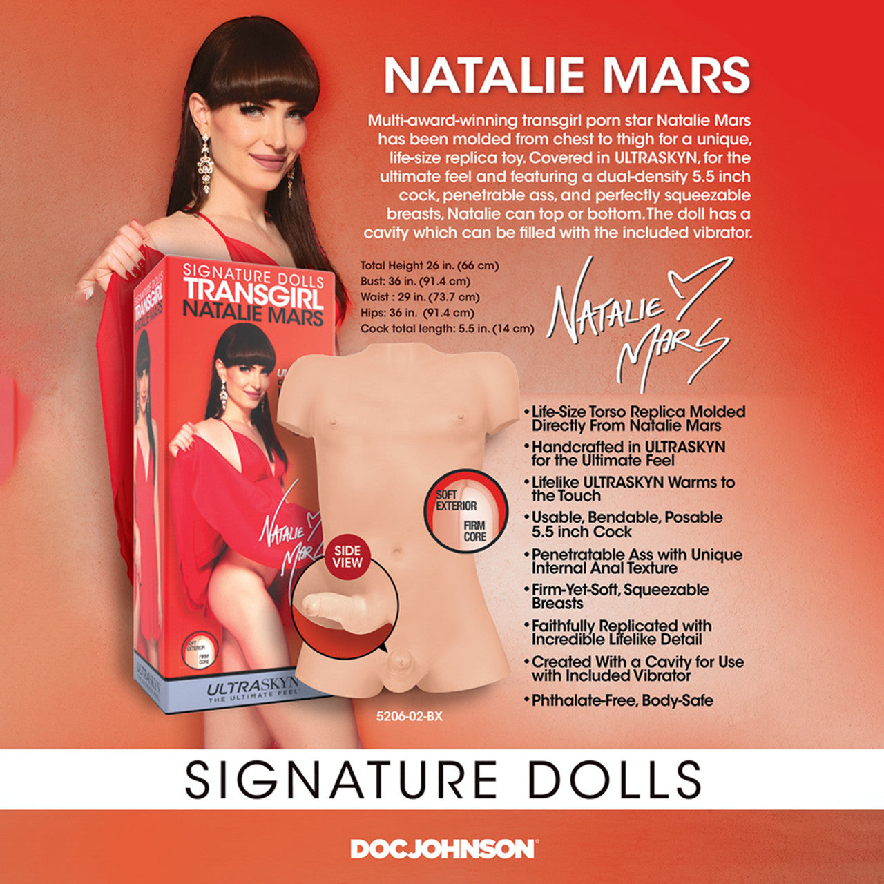 Signature Dolls TransGirl Natalie Mars – Life-Size Replica Doll with Dual-Density Cock and Penetrable Ass (26.5 in) > Sex Toys > Sex Dolls > Premium