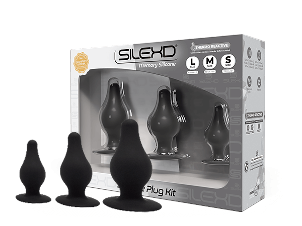 Silexd Model 2 Anal Kit Dual Density Silicone Plugs Set of 3 Sizes Thermo Reactive Black Secondary image
