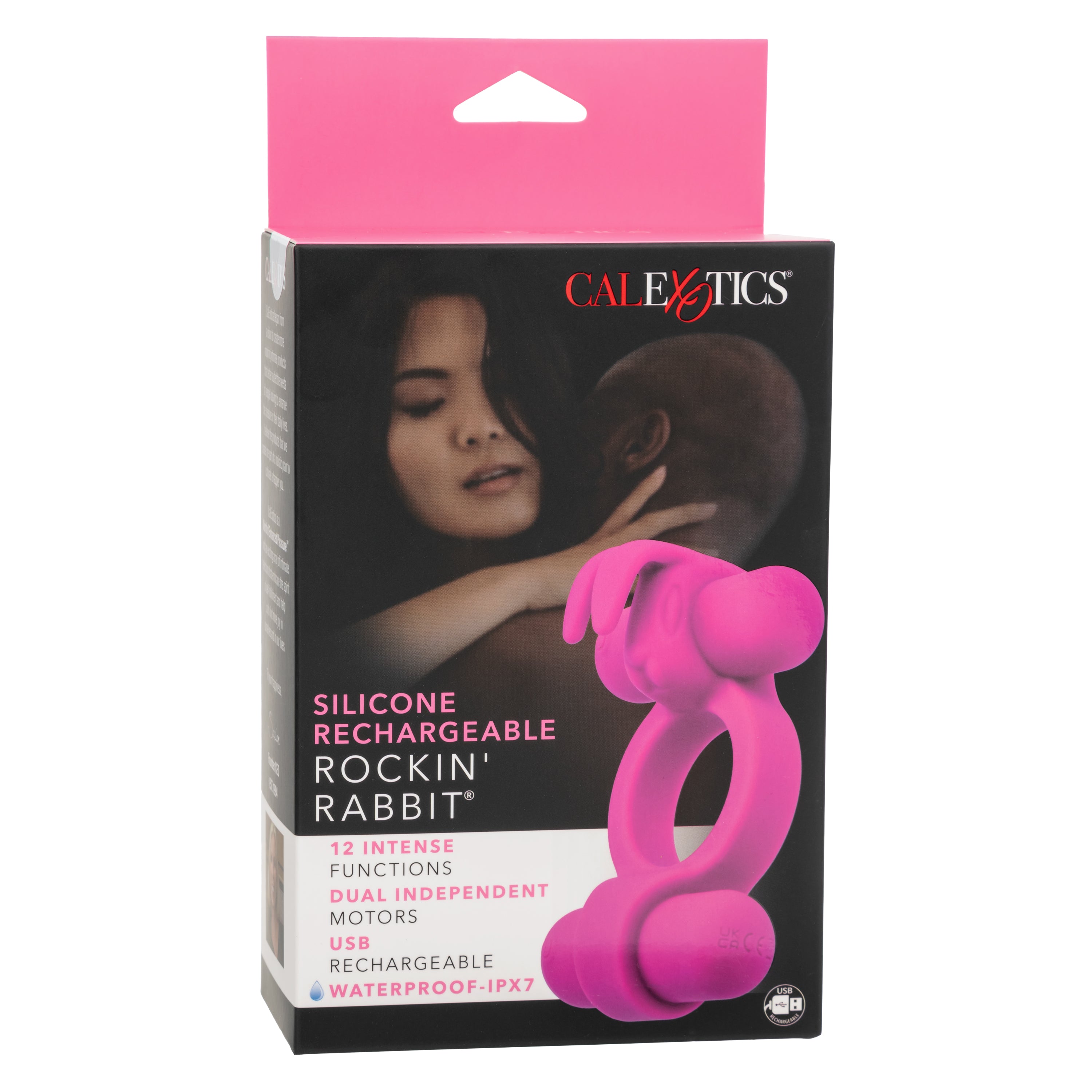 Silicone Rockin’ Rabbit Pink Couples Vibrator with Dual Independent Motors > Cock Ring > Vibrating Main image