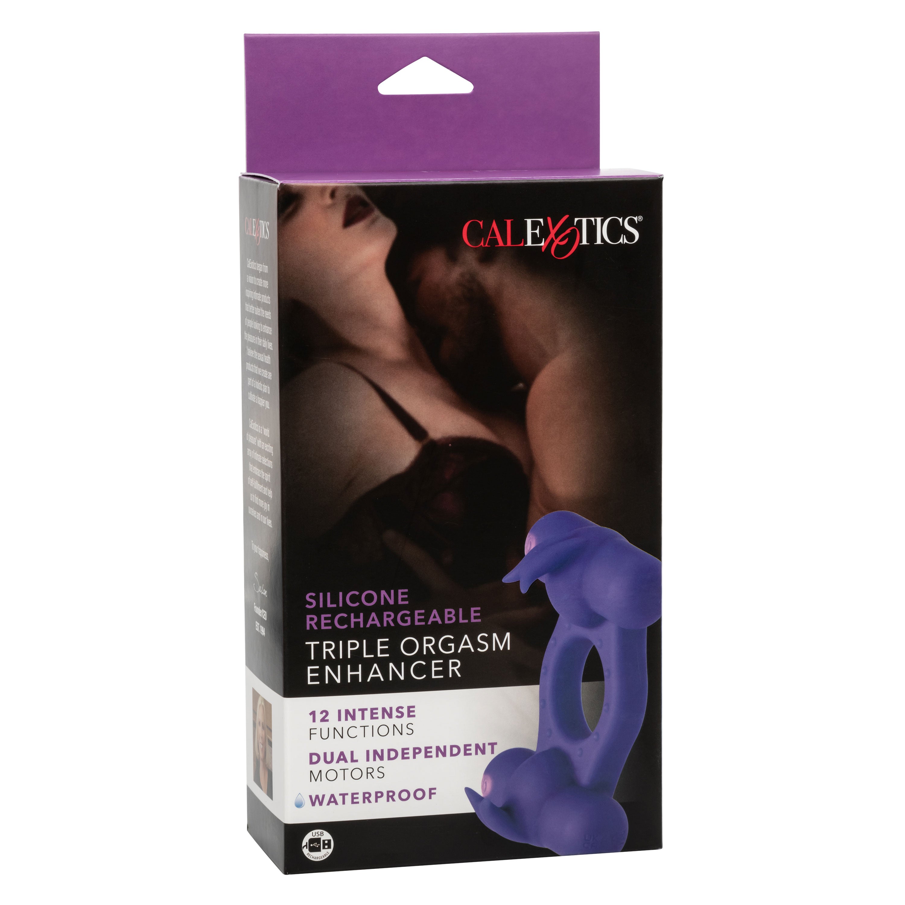 Silicone Triple Orgasm Enhancer in Purple with 12 Vibration Functions and Dual Independent Motors Secondary image