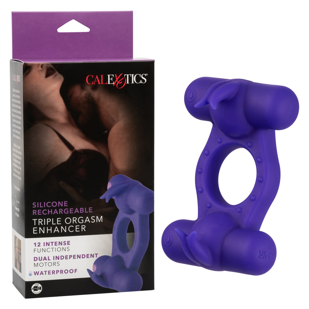 Silicone Triple Orgasm Enhancer in Purple with 12 Vibration Functions and Dual Independent Motors > Cock Ring > Vibrating Main image