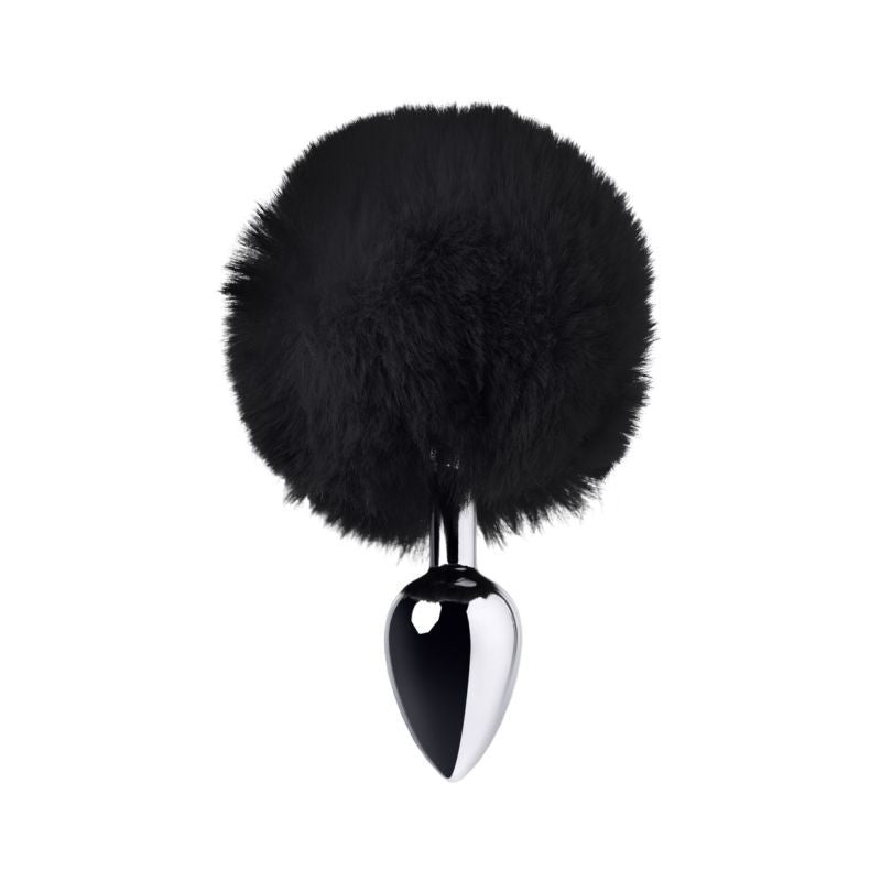 Silver Metal Anal Plug Small (Black Faux Fur) – Small Butt Plug > Anal Range > Tail Butt Plugs Main image