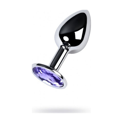 Silver Metal Anal Plug with Amethyst Crystal (Purple) – Small Anal Plug > Anal Range > Jewel Butt Plugs