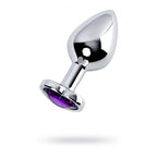 Silver Metal Anal Plug with Amethyst Heart Crystal Medium > Anal Range > Jewel Butt Plugs