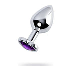 Silver Metal Anal Plug with Heart Crystal Medium (8 cm) Amethyst Heart > Anal Range > Jewel Butt Plugs