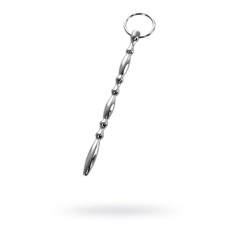 Silver Metal Beaded Urethral Plug with Ring > Sex Toys For Men > Sounding Rods Main image