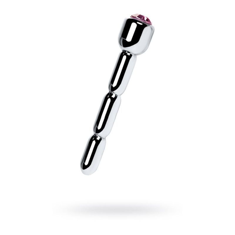Silver Metal Urethral Plug with Ruby Rhinestone > Sex Toys For Men > Sounding Rods Main image