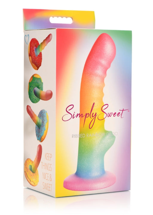 Simply Sweet 6.5 Inch Ribbed Rainbow Dildo Dongs Realistic