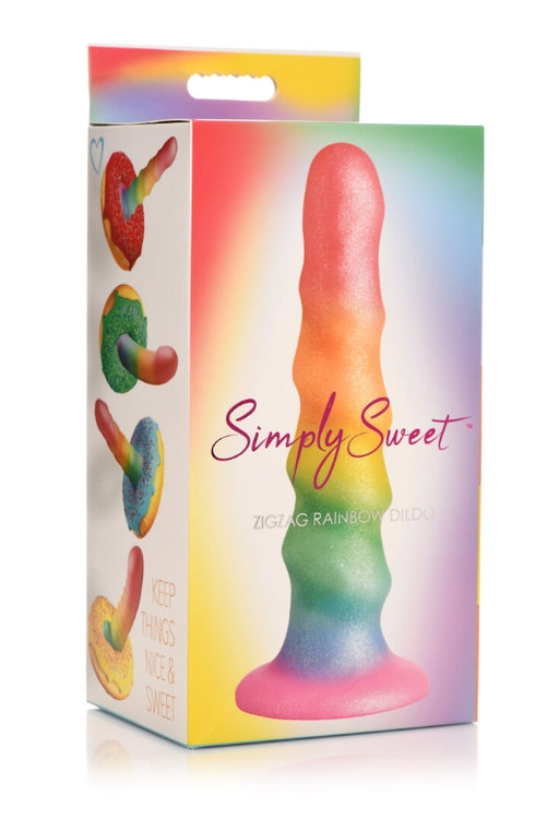 Simply Sweet 6.5 Inch Zigzag Rainbow Dildo Dongs Realistic