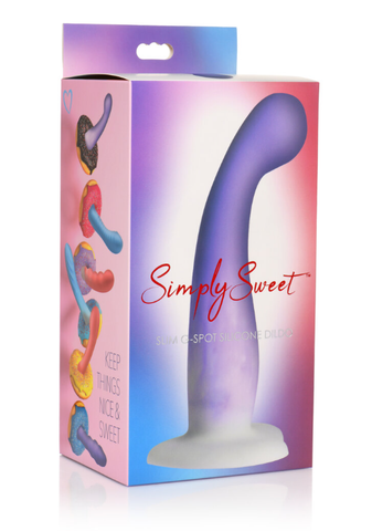 Simply Sweet 7 Inch Slim G-Spot Silicone Dildo Purple and White DONGS