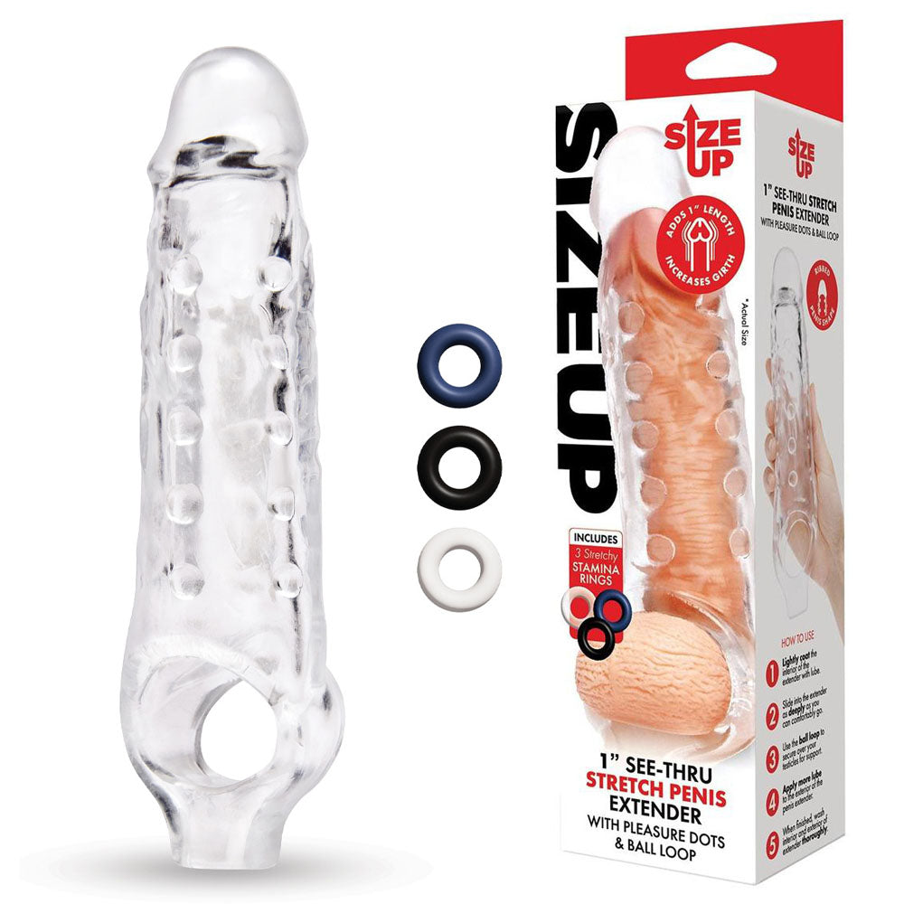 Size Up 1 Inch See Thru Stretch Penis Extender > Sex Toys For Men > Penis Sleeves Main image