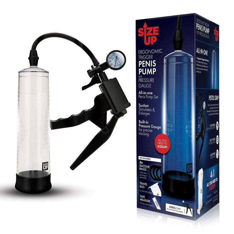 Size Up Ergonomic Trigger Penis Pump With Pressure Gauge - 8 Inch > Pumps > Penis Pumps Main image