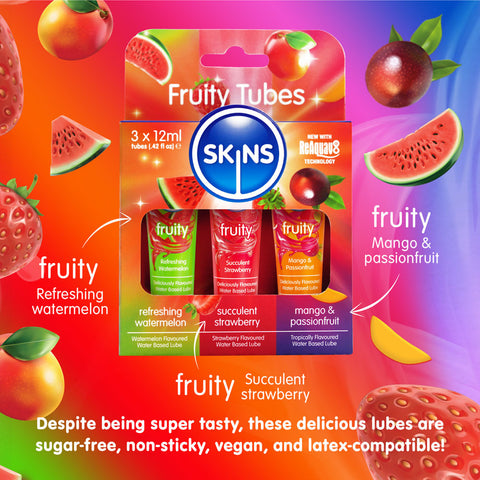 Skins Fruity Tubes 12ml Watermelon Strawberry Mango Lubricants Flavoured Lube
