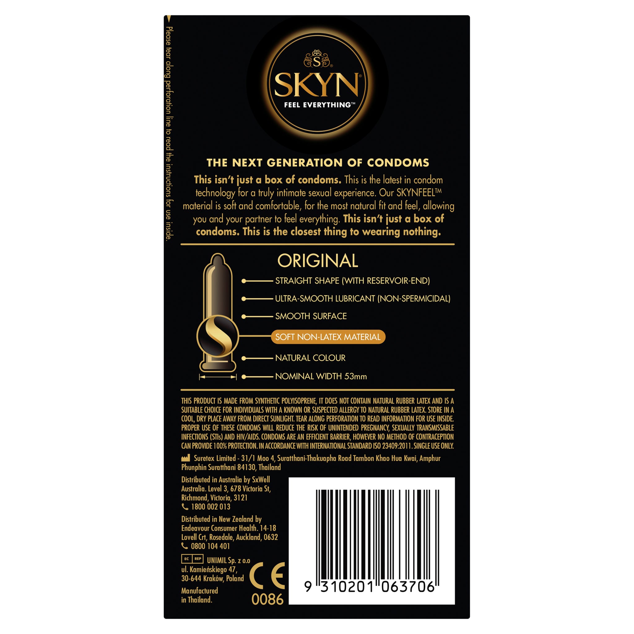 Skyn Original – Natural Feeling Polyisoprene Condoms 53mm 20 Pack > Essentials > Condoms > Non-Latex