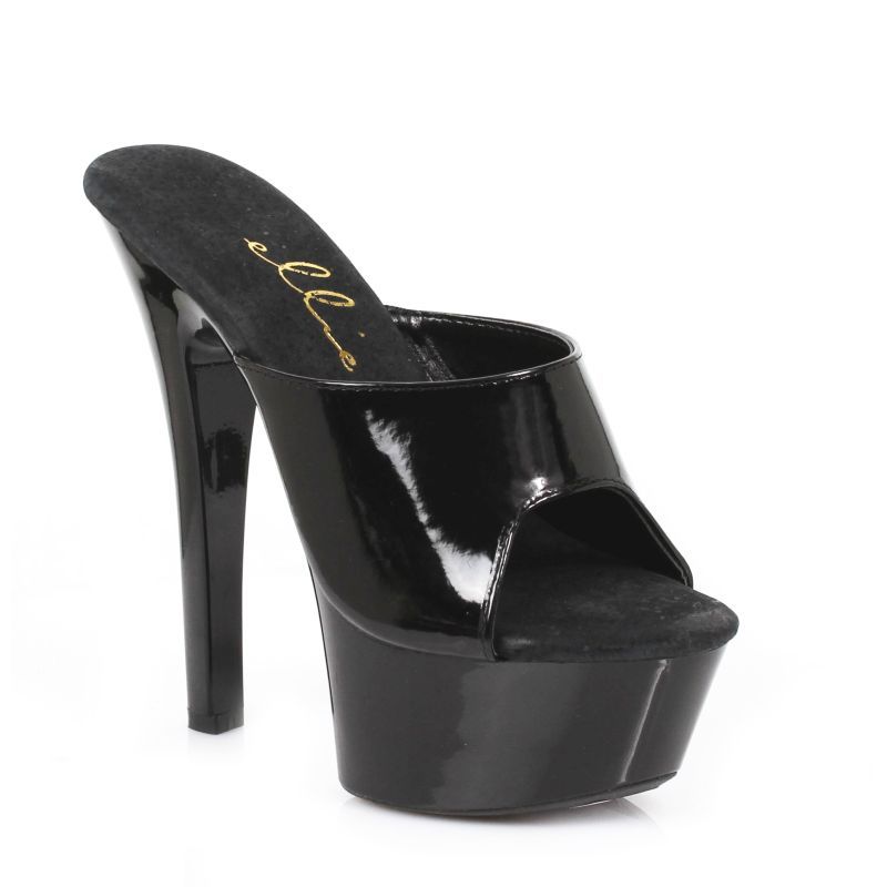 Slip On Black Stiletto Sandals for Women 6 Inch Heel Black Heels