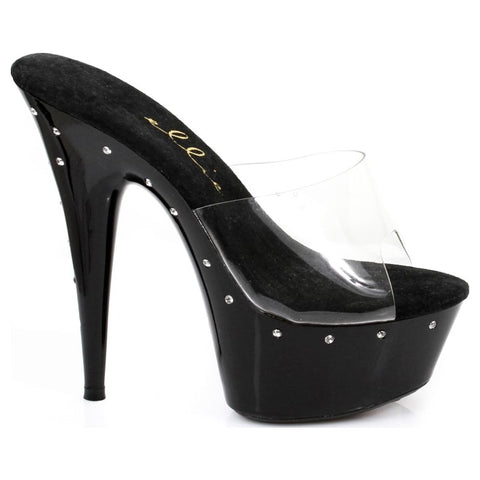 Slip On Rhinestone Platform High Heels Black 6 Inch Black 7 Heels