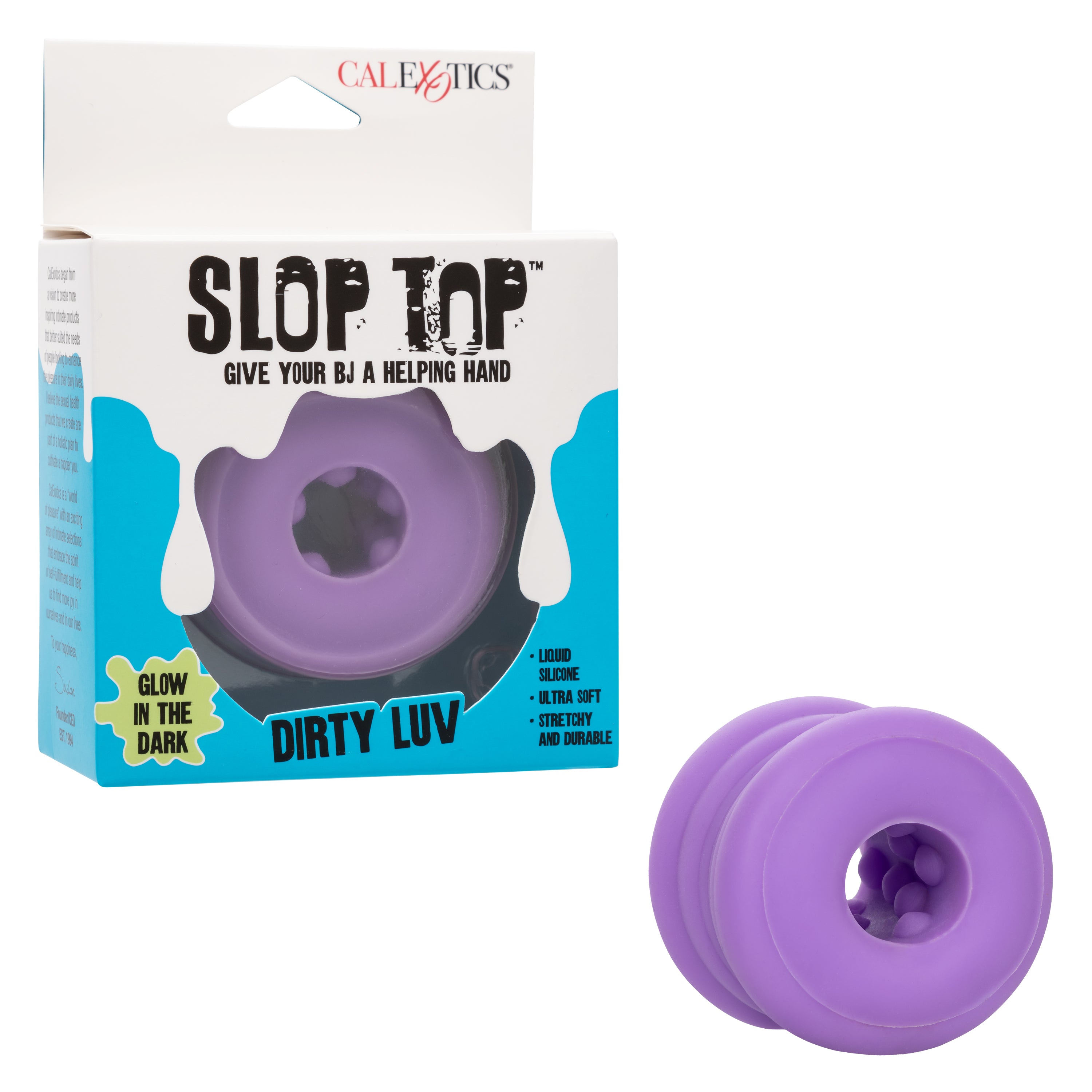 Slop Top Dirty Luv Glow in the Dark Purple Liquid Silicone Nubby Textured Stroker > Sex Toys For Men > Masturbators Cup Main image