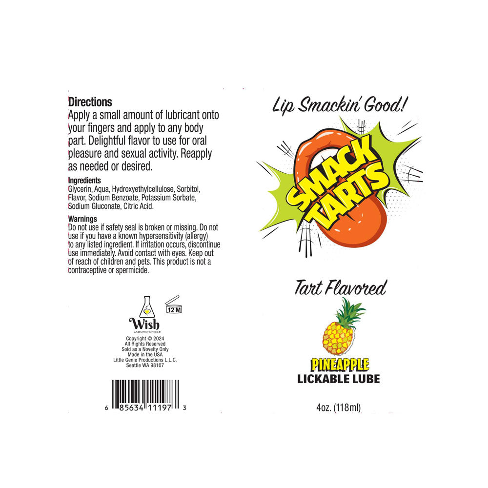 Smack Tarts Sour Pineapple Flavored Lubricant 120ml Tube > Lube > Flavoured