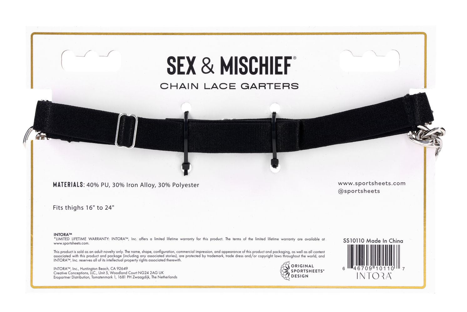 Sportsheets Chain Lace Garters Adjustable Fit Adult Accessory > Clothes > Lingerie Sets