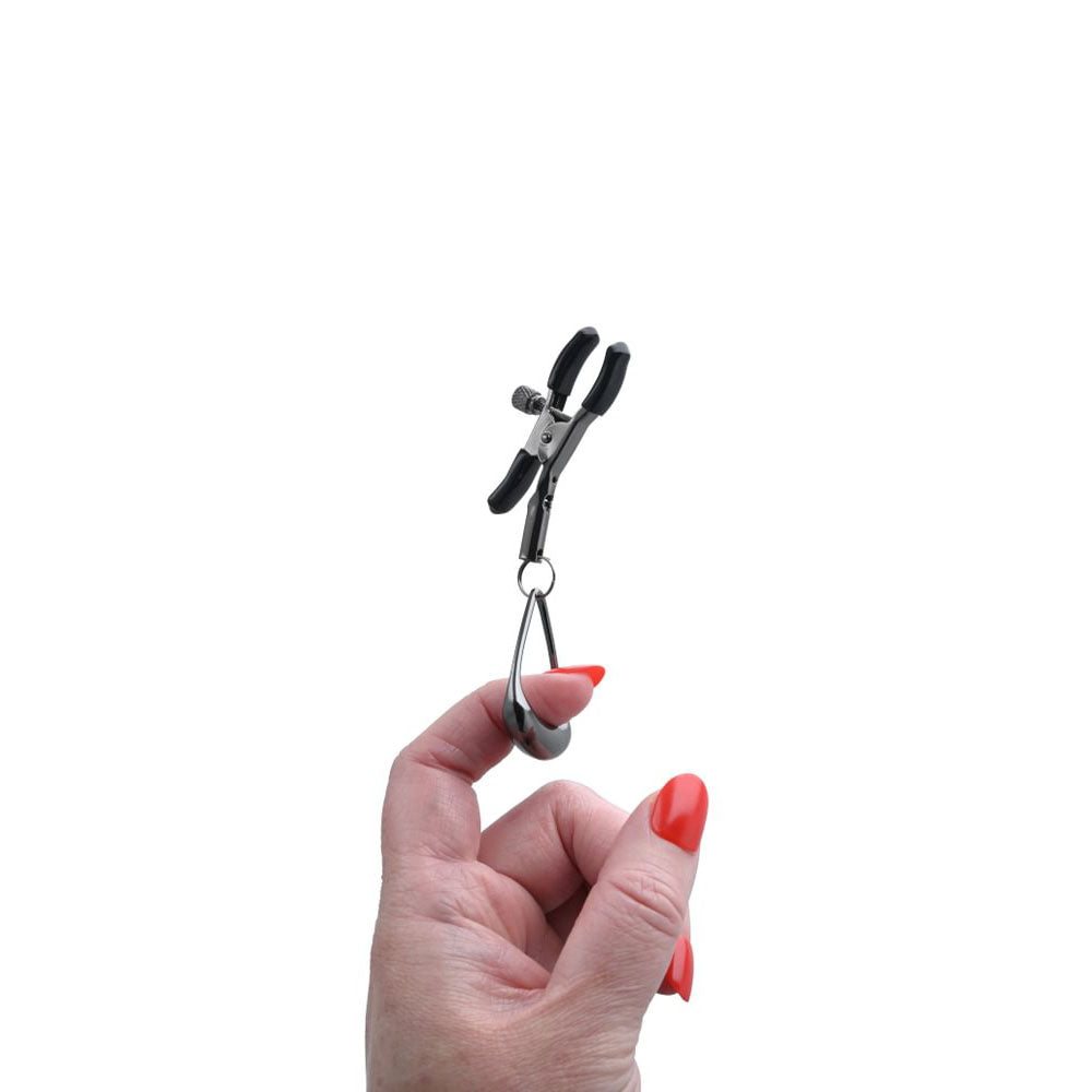 Sportsheets Velvet Noir Tuggable Nipple Clamps with Gunmetal Finish and Adjustable Restraints Secondary image