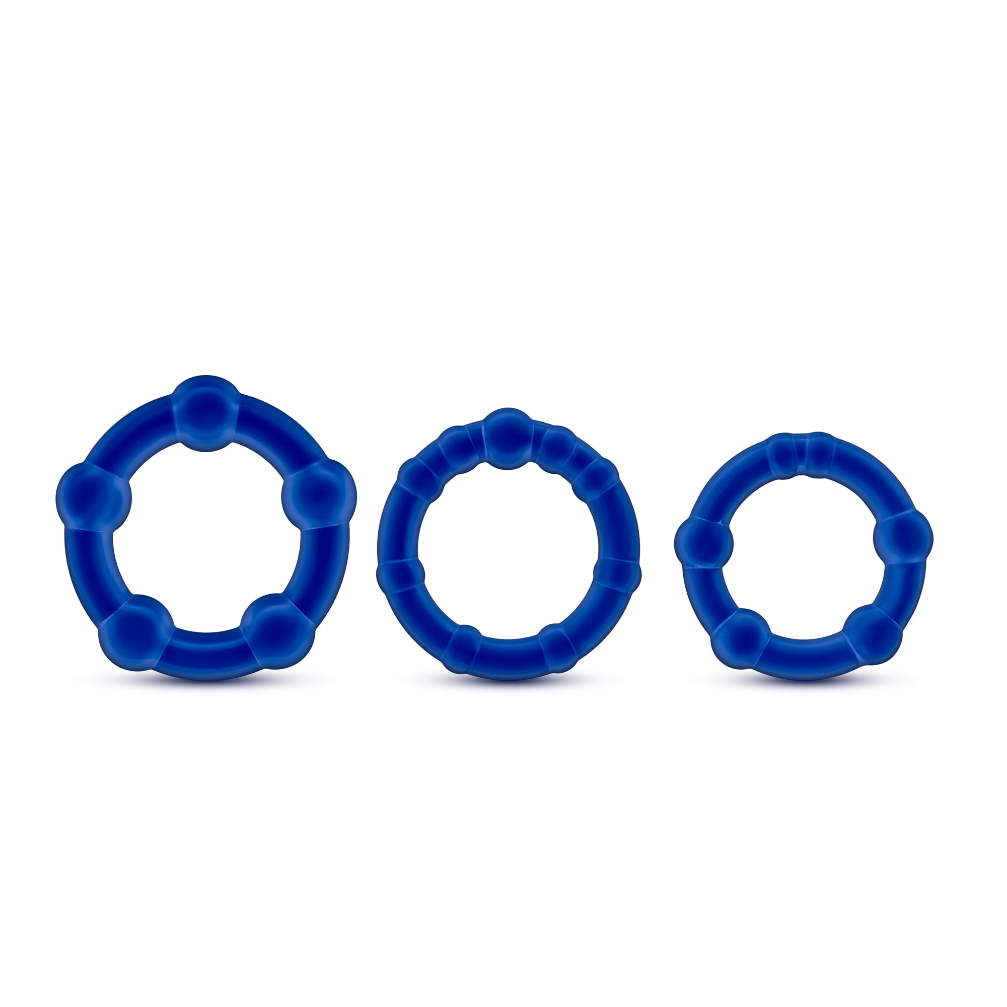 Stay Hard Beaded Cockrings Set of 3 Sizes - Blue > Cock Ring > Sets Main image