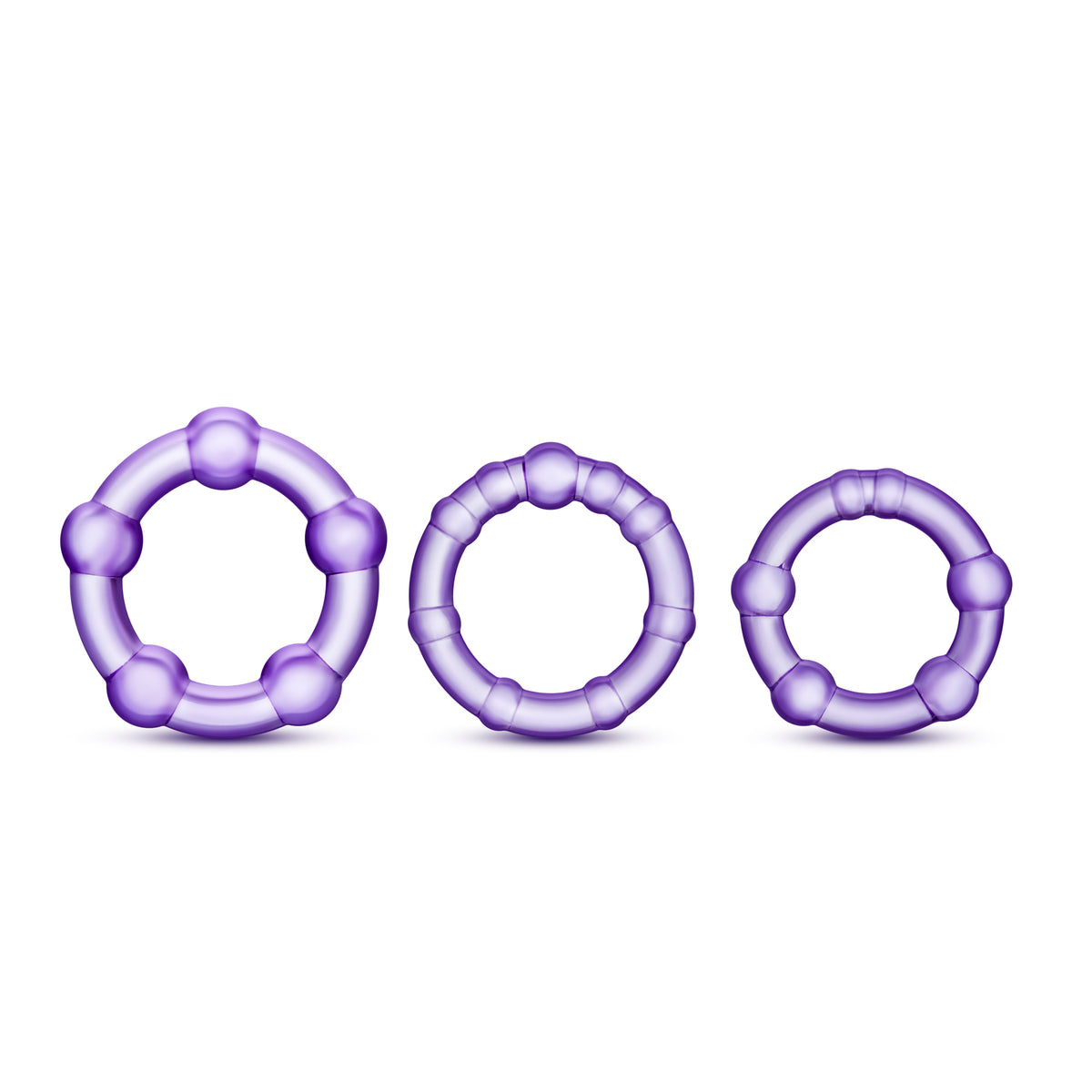 Stay Hard Beaded Cockrings Set of 3 Sizes - Purple > Cock Ring > Sets