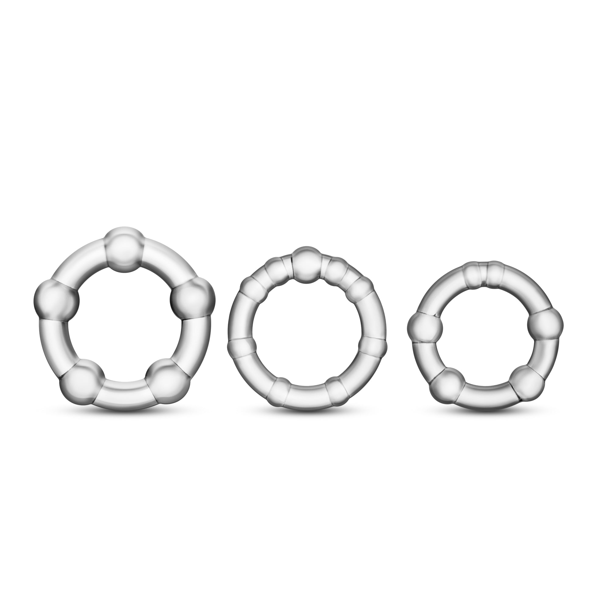 Stay Hard Beaded Cockrings Set of 3 Sizes - Clear > Cock Ring > Sets Main image