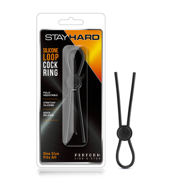 Stay Hard Silicone Loop Cock Ring in Black > Cock Ring > Adjustable Main image