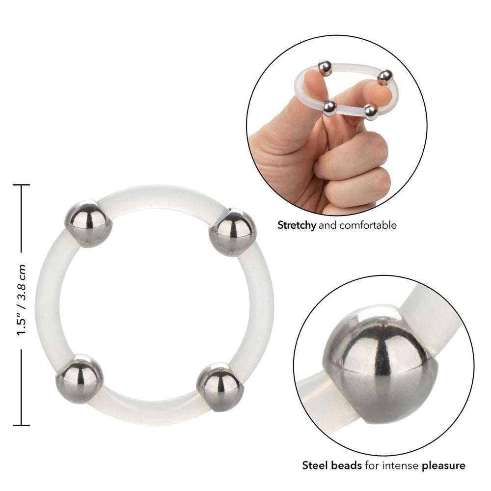 Steel Beaded Silicone Ring Large (1.5 Inch Diameter) – Stretch Fit Silicone Ring Secondary image