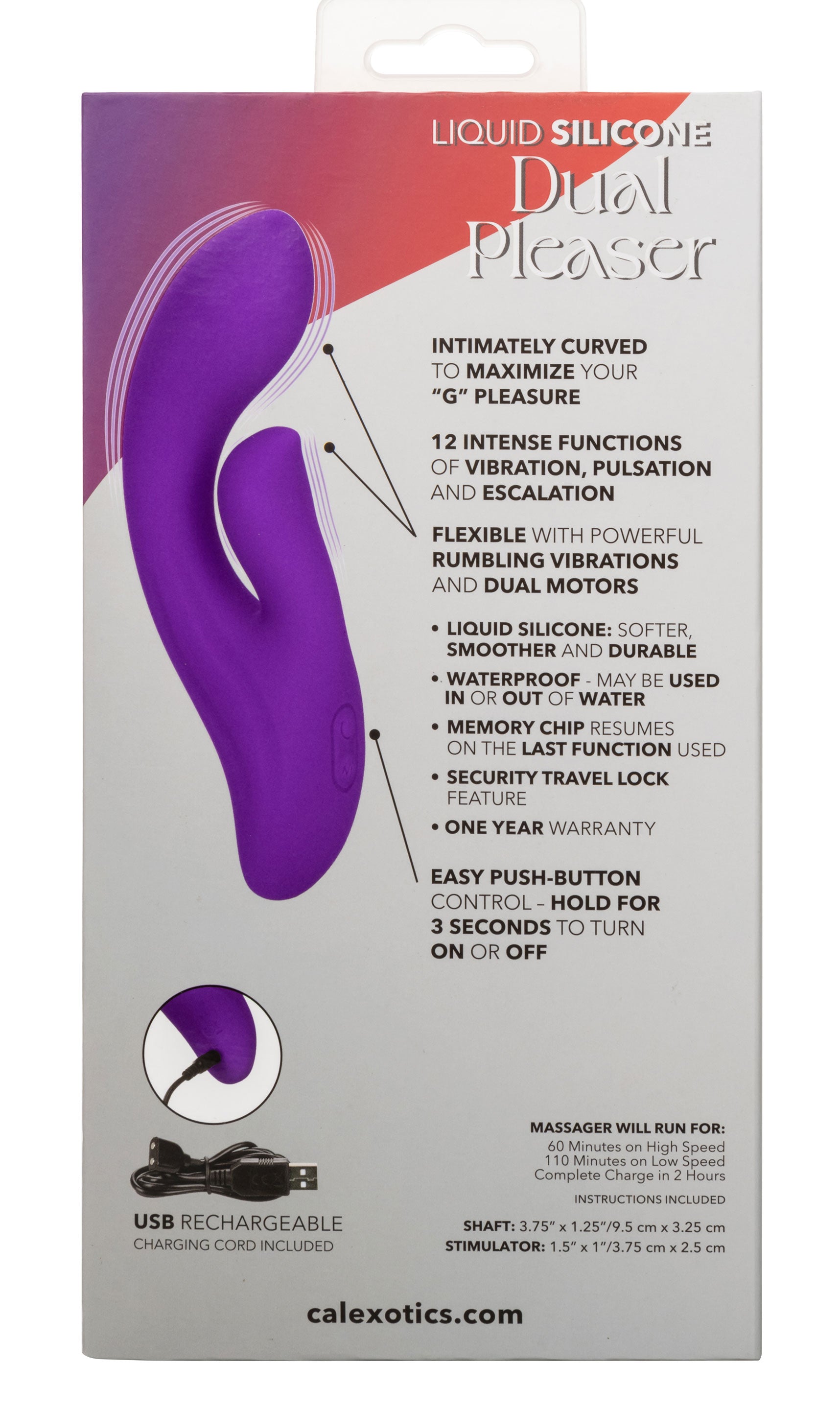 Stella Liquid Silicone Dual Pleaser Purple with 12 Vibration Functions and Rechargeable > Vibrators > Ladies > Rabbit