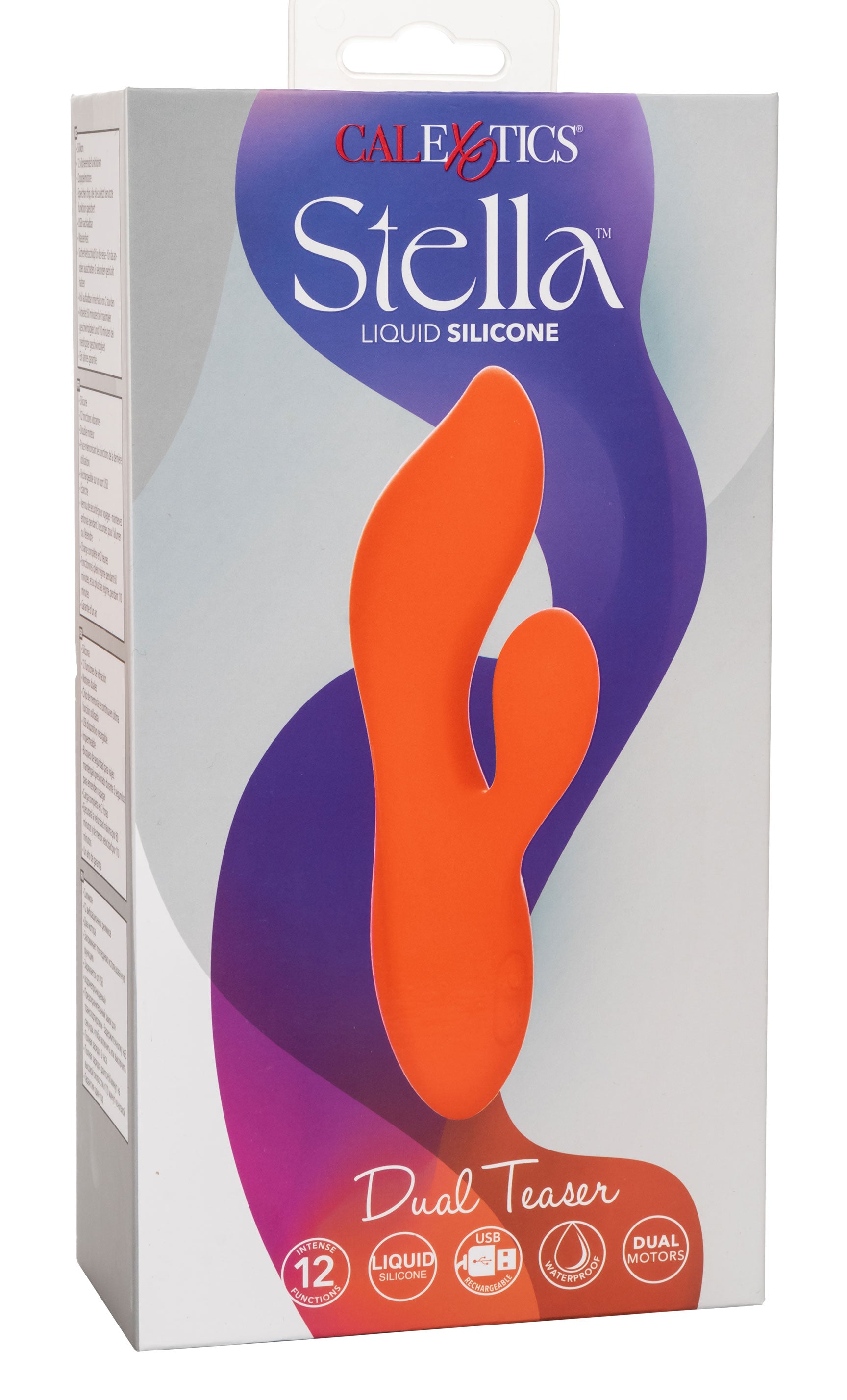 Stella Liquid Silicone Dual Teaser Vibrator in Orange with 12 Vibration Modes and Dual Motors > Vibrators > Ladies > Rabbit