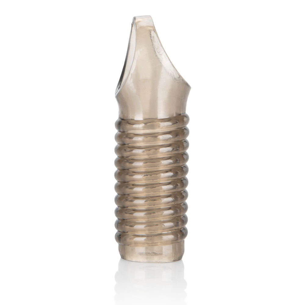 Stimulation Enhancer Smoke Ridged Thick Textured Sleeve with Scrotum Support Strap SLEEVES
