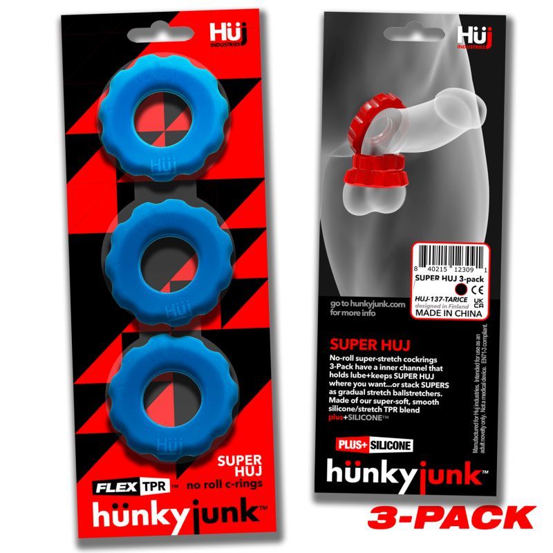 Super Hunkyjunk 3 Piece Cockrings Teal Ice > Cock Ring > Sets Main image